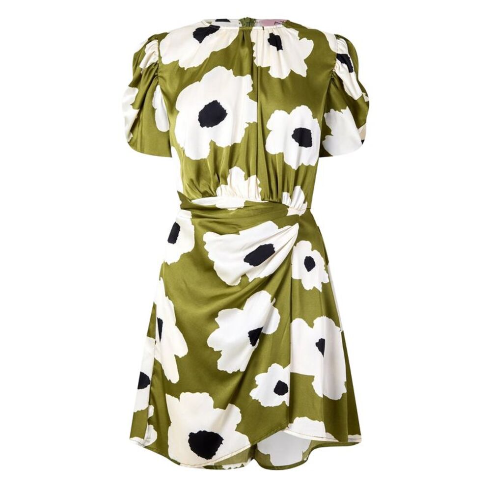 AX Paris Womens/Ladies Floral Polyester Gathered Side Evening Mini Dress / Olive